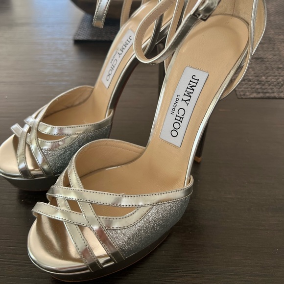 Jimmy Choo silver heels. Wore for my wedding for only a few hours. - Picture 2 of 6